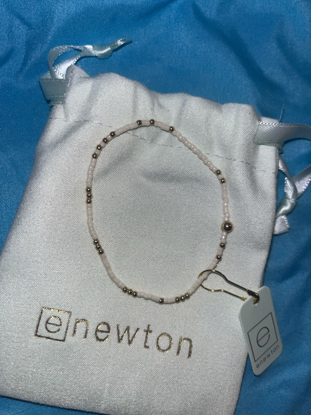 Newton Pale Pink Seed Bead Bracelet with Gold Accents